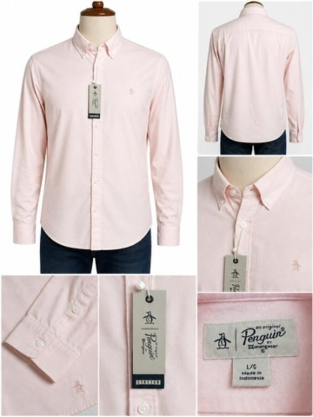 NWT Original Penguin Pink Stretch Button Down Shirt Men's Size L Cotton